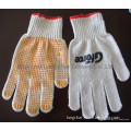 Knitting cotton yarn working gloves with pvc dots on palm